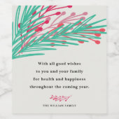 Bladeren en bessen wijn etiket (Enkel label)