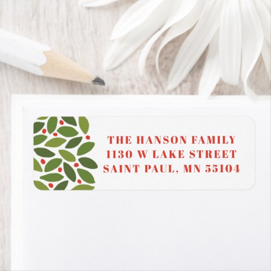 Bladeren en bessen Wit Retouradreslabel Etiket (Insitu)