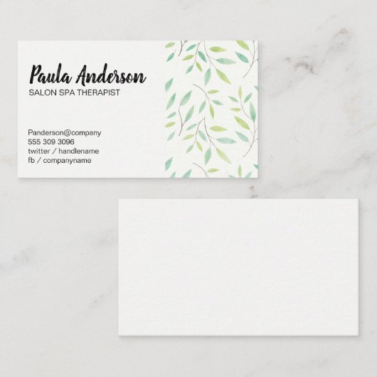 Bladeren en bijkantoren visitekaartje (Voorkant / Achterkant)