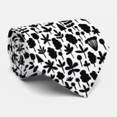 Bladeren en bladvormpatroon 051017 - zwart stropdas (Opgerold)