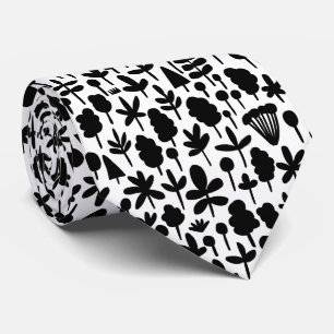 Bladeren en bladvormpatroon 051017 - zwart stropdas