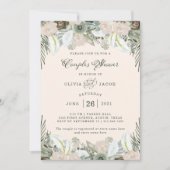 Bladeren en bloemen | Blush roze koppels douche Kaart (Voorkant)