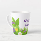 Bladeren en bloemen latte mok (Linkerhoek)