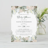 Bladeren en bloemen | Sage Green Baby shower Kaart (Staand voorkant)