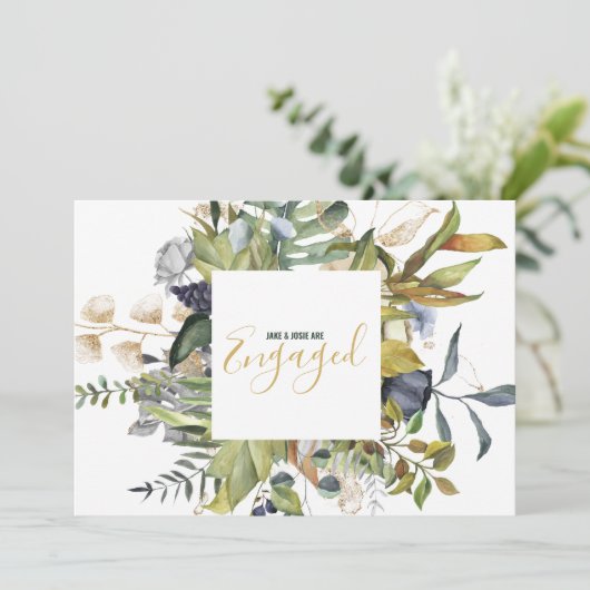 Bladeren en bloemkruid, aan de rand gebonden aankondiging (Staand voorkant)