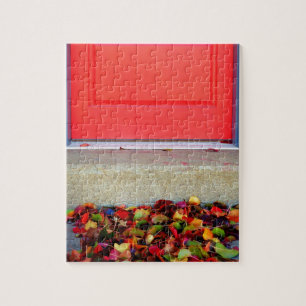 Bladeren en deuren legpuzzel