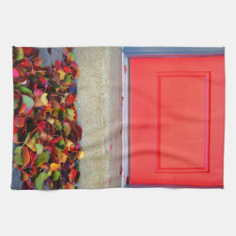 Bladeren en deuren theedoek