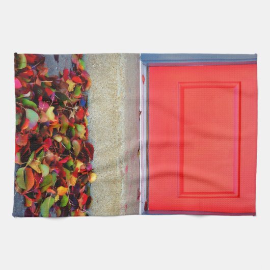 Bladeren en deuren theedoek (Horizontaal)