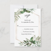 Bladeren en Eucalyptus Gold geen RSVP-poeder RSVP Kaartje (Voorkant)