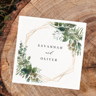 Bladeren en Eucalyptus Gold Name 2 Servet