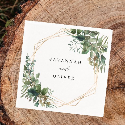 Bladeren en Eucalyptus Gold Name 2 Servet