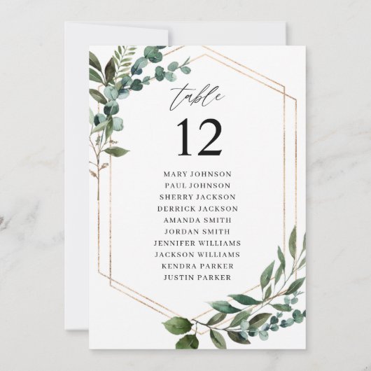 Bladeren en Eucalyptus Gold-tabel Kaart (Achterkant)