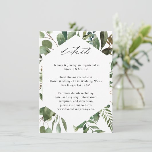 Bladeren en eucalyptus Rustic LG Informatiekaartje (Staand voorkant)