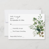 Bladeren en Eucalyptus Rustic no Meal RSVP Kaartje (Voorkant)