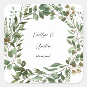 Bladeren en eucalyptus Rustic Vierkante Sticker