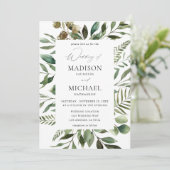 Bladeren en Eucalyptus Rustic Wedding Kaart (Staand voorkant)