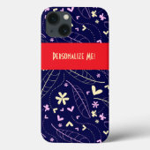 Bladeren en hartbloemen op speciaal gepersonalisee Case-Mate iPhone case (Achterkant)