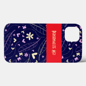 Bladeren en hartbloemen op speciaal gepersonalisee Case-Mate iPhone case (Achterkant (horizontaal))