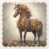 Bladeren en hoeven: Brown Horse Fantasy Garden, Kartonnen Onderzetters (Voorkant)