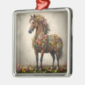 Bladeren en hoeven: Brown Horse Fantasy Garden, Metalen Ornament (Links)