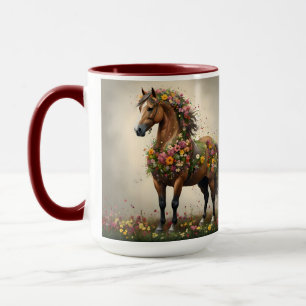 Bladeren en hoeven: Brown Horse Fantasy Garden, Mok