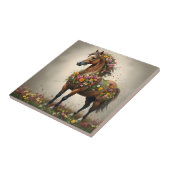 Bladeren en hoeven: Brown Horse Fantasy Garden, Tegeltje (Zijkant)