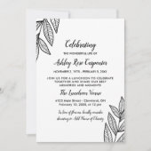 Bladeren en kalligrafie Herdenking van het leven Kaart (Voorkant)