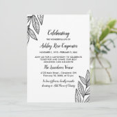 Bladeren en kalligrafie Herdenking van het leven Kaart (Staand voorkant)