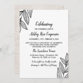 Bladeren en kalligrafie Herdenking van het leven Kaart (Voorkant / Achterkant)