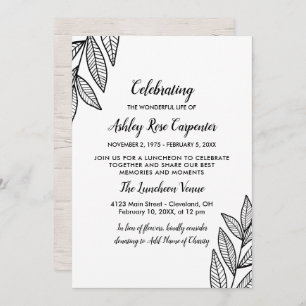 Bladeren en kalligrafie Herdenking van het leven Kaart