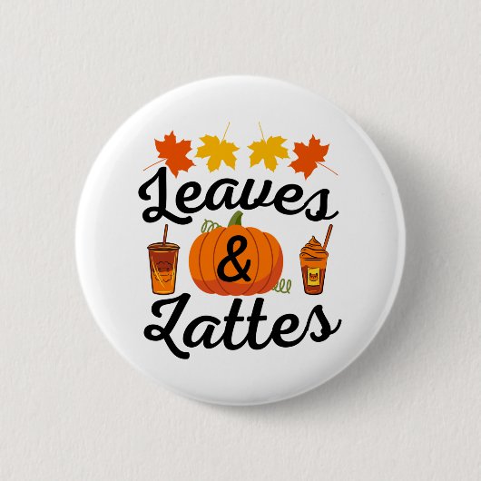 Bladeren En Latte Herfst Autumn Ronde Button 5,7 Cm (Voorkant)