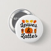 Bladeren En Latte Herfst Autumn Ronde Button 5,7 Cm (Voorkant /achterkant)