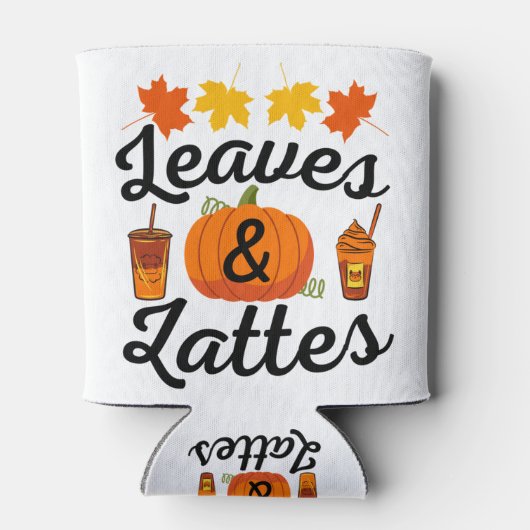 bladeren en latte Herfst in het najaar Blikjeskoeler (Achterkant)