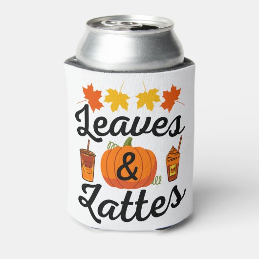 bladeren en latte Herfst in het najaar Blikjeskoeler (Blikje Achterkant)