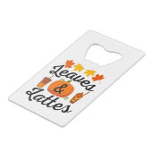 bladeren en latte Herfst in het najaar Creditkaart Flessenopener (Voorkant Gekanteld)