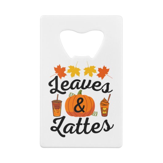 bladeren en latte Herfst in het najaar Creditkaart Flessenopener (Achterkant)