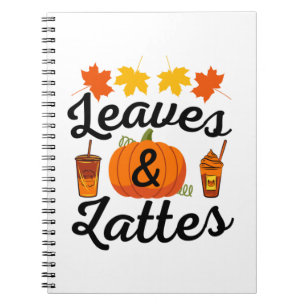 bladeren en latte Herfst in het najaar Notitieboek