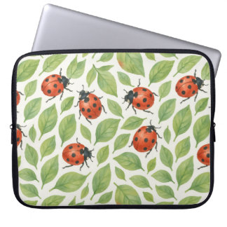 Bladeren en Lieveheersbeestjes Laptop Sleeve