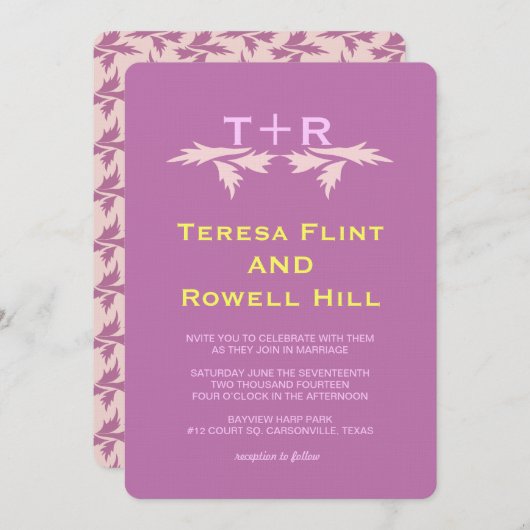 bladeren en monogram kaart (Voorkant / Achterkant)