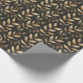 Bladeren en organische vormen in aardtonen cadeaupapier (Hoek)