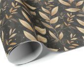 Bladeren en organische vormen in aardtonen cadeaupapier (Rol Hoek)