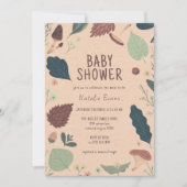 Bladeren en paddenstoelen | Rustisch Baby shower v Kaart (Voorkant)