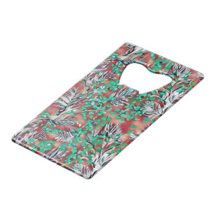 Bladeren en planten - Modern patroonontwerp Creditkaart Flessenopener