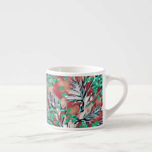 Bladeren en planten - Modern patroonontwerp Espresso Kop (Rechts)