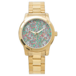 Bladeren en planten - Modern patroonontwerp Horloge