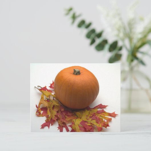 Bladeren en pompoenen briefkaart (Staand voorkant)