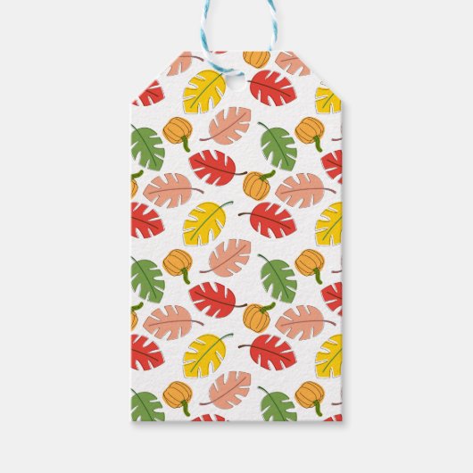 Bladeren en pompoenen cadeaulabel (Voorkant)