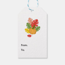 Bladeren en pompoenen cadeaulabel