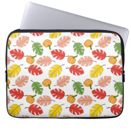 Bladeren en pompoenen laptop sleeve