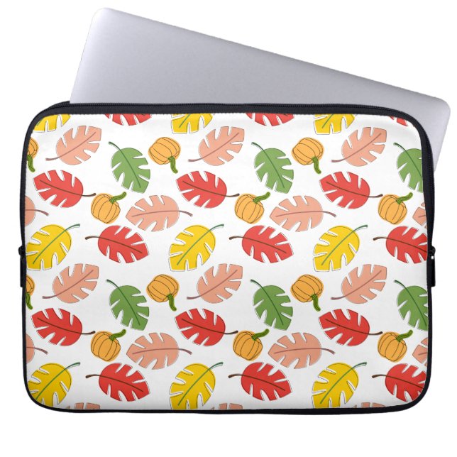 Bladeren en pompoenen laptop sleeve (Voorkant)